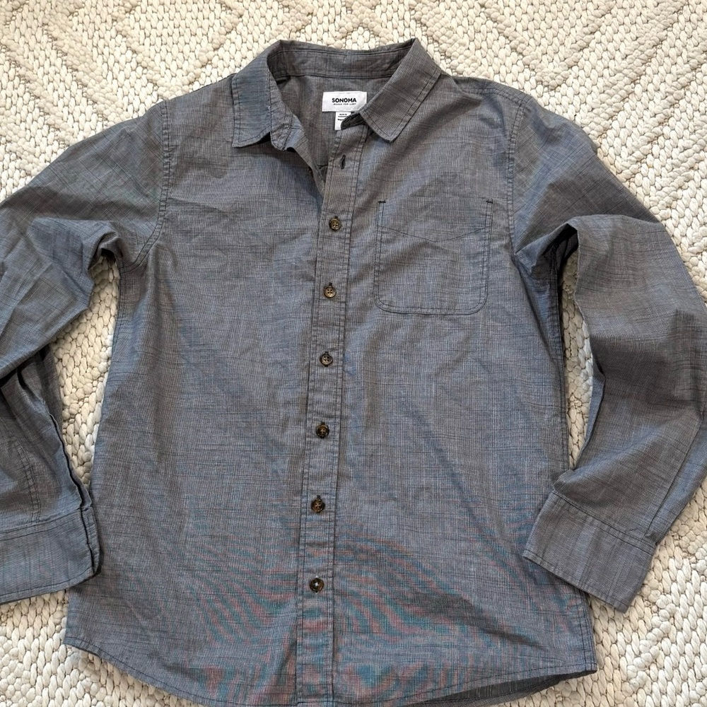 Sonoma Boys Large Charcoal Button-Down Shirt